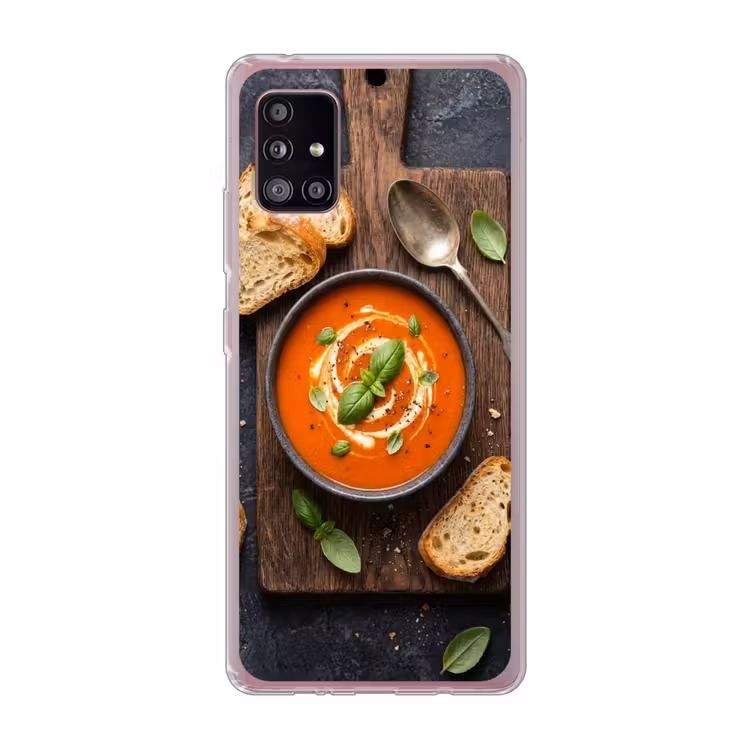 Eten - Soep - Basilicum - Rustiek - Rood Telefoonhoesje Samsung Galaxy A51 5G klein -3d