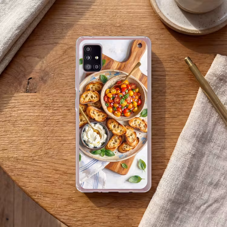 Eten - Tomaat - Brood - Kleurrijk - Keuken Telefoonhoesje Samsung Galaxy A51 5G klein -sfeer1