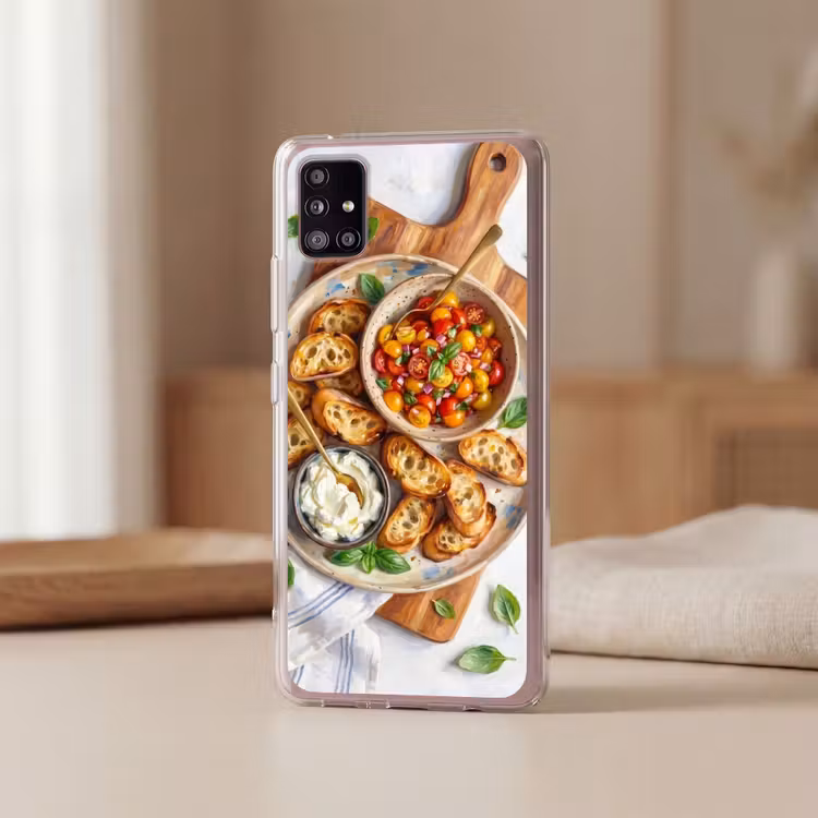Eten - Tomaat - Brood - Kleurrijk - Keuken Telefoonhoesje Samsung Galaxy A51 5G klein -sfeer2
