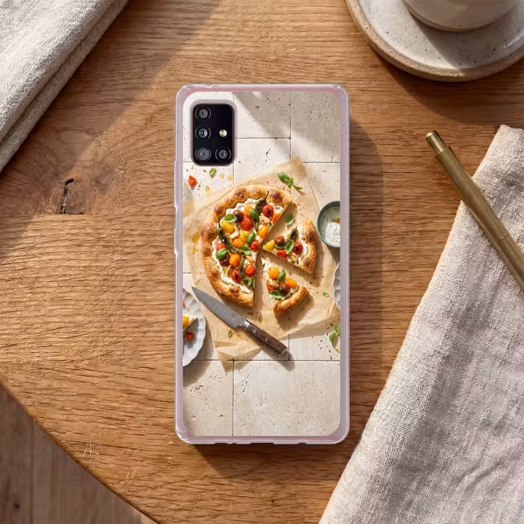Eten - Tomaten - Basilicum - Maaltijd - Vers Telefoonhoesje Samsung Galaxy A51 5G klein -sfeer1