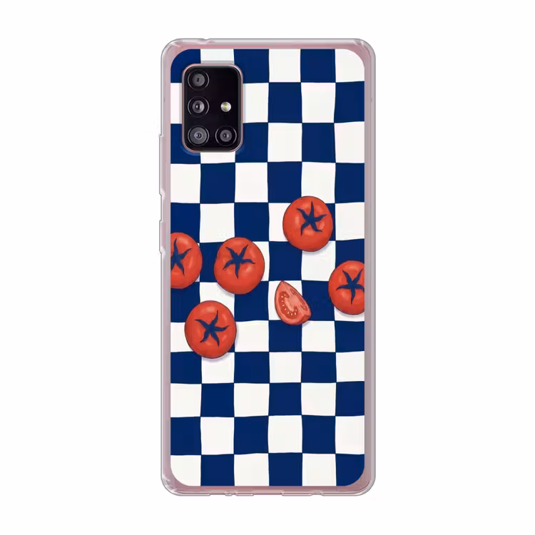 Eten - Tomaten - Keuken - Illustratie - Rood-Blauw Telefoonhoesje Samsung Galaxy A51 5G klein -3d