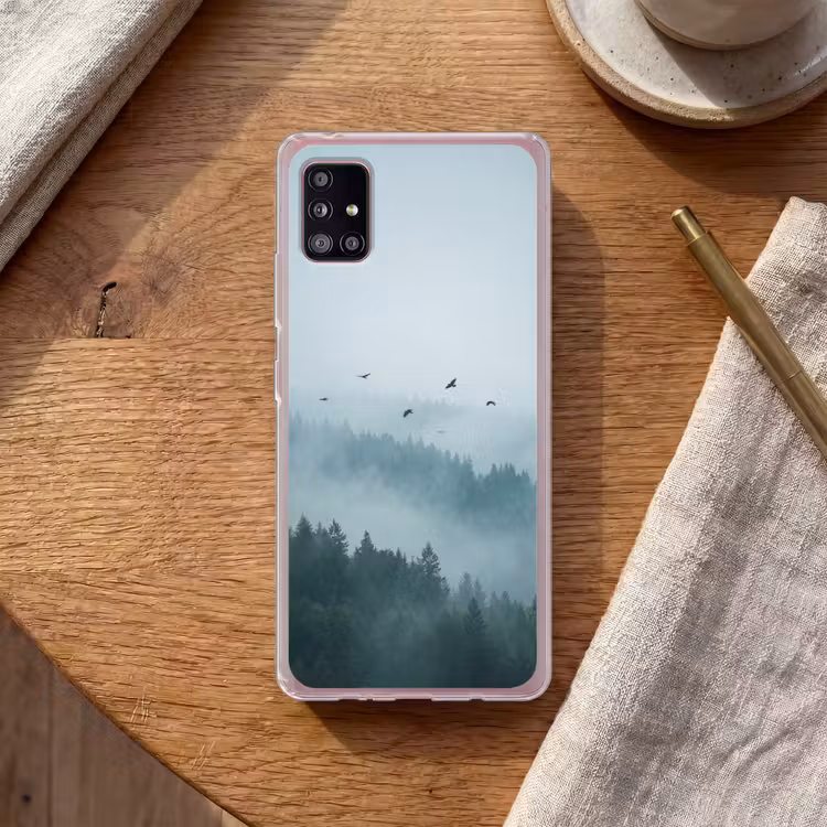 Bos - Mist - Vogels - Natuur - Groen Telefoonhoesje Samsung Galaxy A51 5G klein -sfeer1