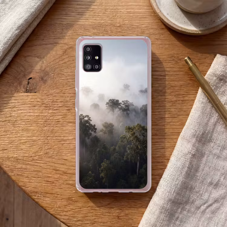 Bos - Mist - Natuur - Groen Telefoonhoesje Samsung Galaxy A51 5G klein -sfeer1