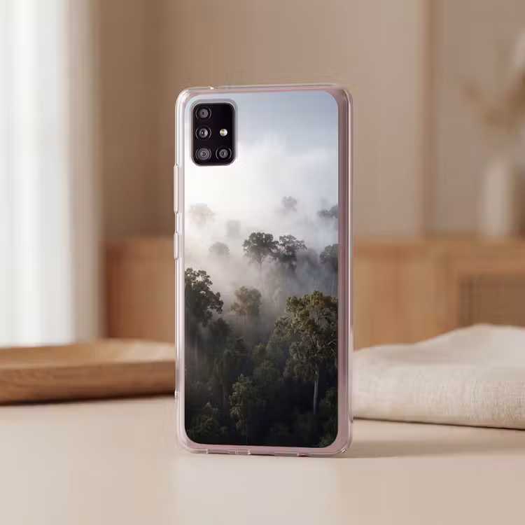 Bos - Mist - Natuur - Groen Telefoonhoesje Samsung Galaxy A51 5G klein -sfeer2