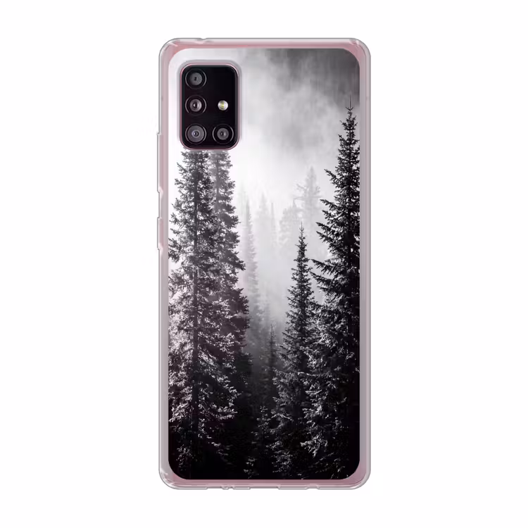 Bos - Mist - Winter - Monochroom - Natuur Telefoonhoesje Samsung Galaxy A51 5G klein -3d