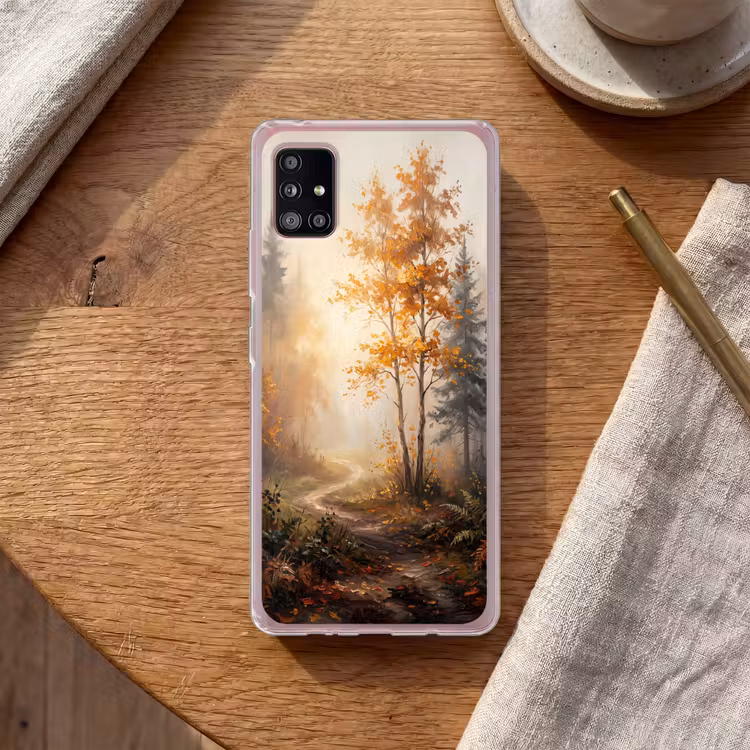 Bospad - Herfstbladeren - Natuur - Schilderachtig - Oranje Telefoonhoesje Samsung Galaxy A51 5G klein -sfeer1