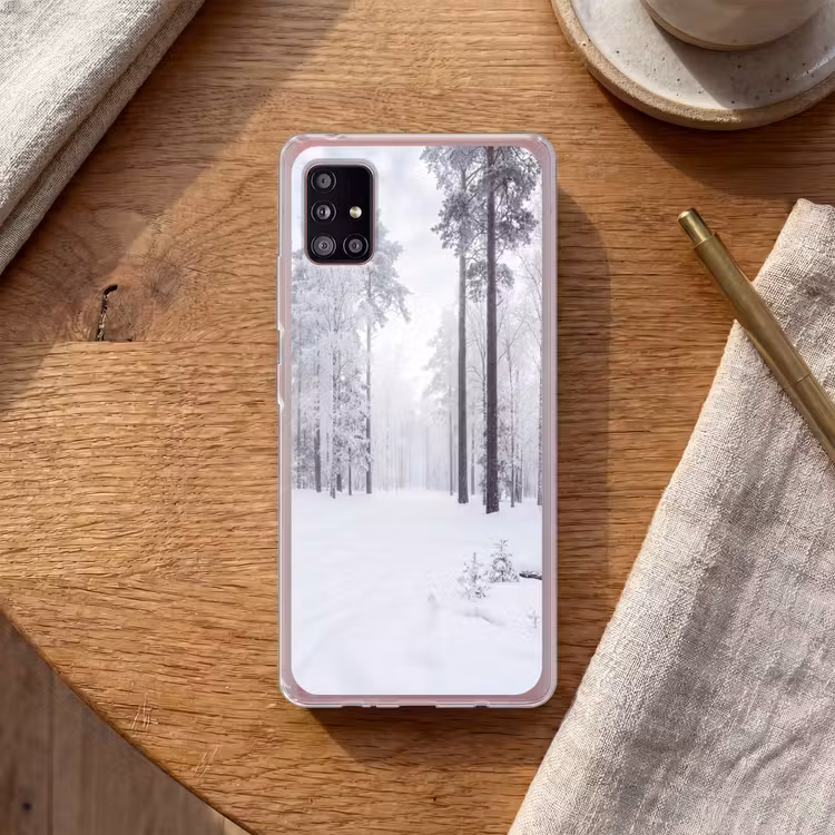 Bos - Sneeuw - Pad - Winter - Stilte Telefoonhoesje Samsung Galaxy A51 5G klein -sfeer1