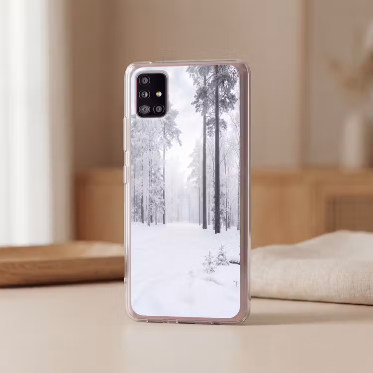 Bos - Sneeuw - Pad - Winter - Stilte Telefoonhoesje Samsung Galaxy A51 5G klein -sfeer2