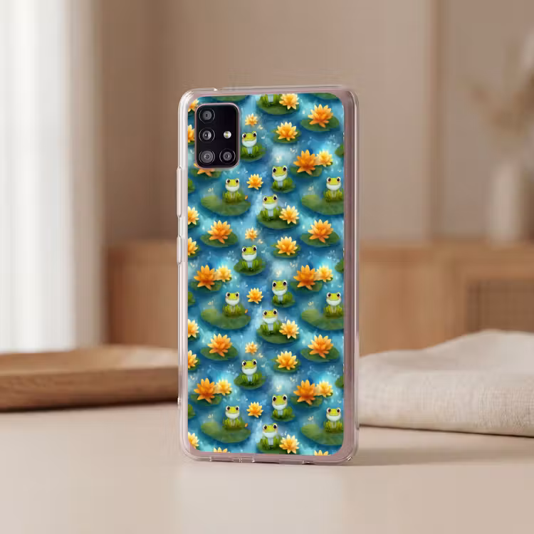 Kikker - Lelies - Groen Telefoonhoesje Samsung Galaxy A51 5G klein 373 -sfeer2
