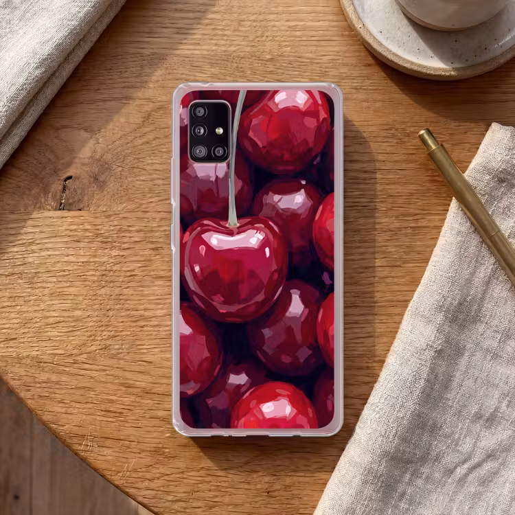 Fruit - Kersen - Eten - Modern - Rood Telefoonhoesje Samsung Galaxy A51 5G klein -sfeer1
