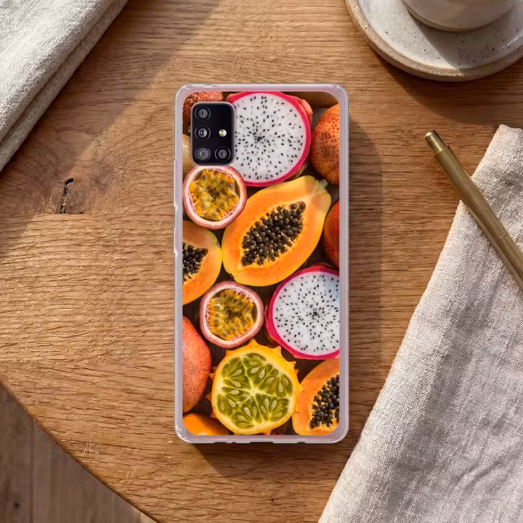 Fruit - Geopend - Tropisch - Eten - Kleurrijk Telefoonhoesje Samsung Galaxy A51 5G klein -sfeer1