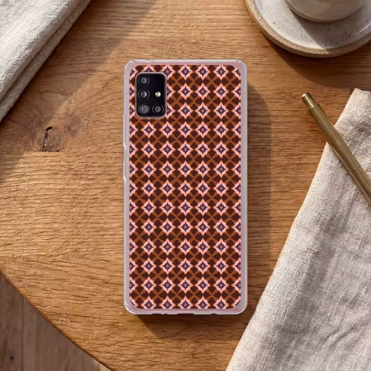 Geometrisch - Sierlijk - Bruin Telefoonhoesje Samsung Galaxy A51 5G klein 373 -sfeer1