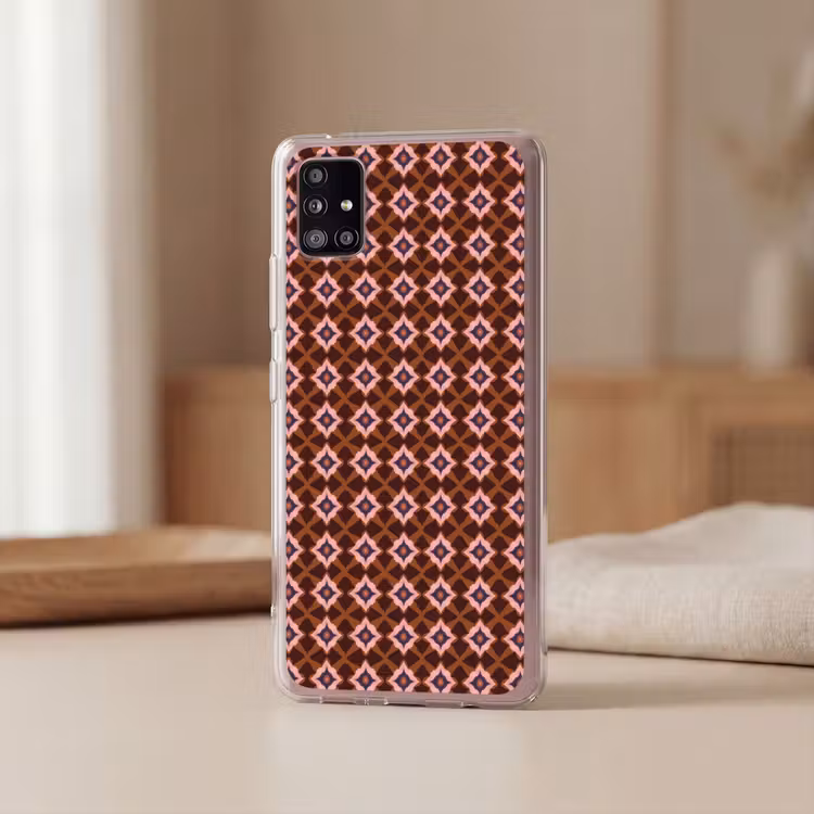 Geometrisch - Sierlijk - Bruin Telefoonhoesje Samsung Galaxy A51 5G klein 373 -sfeer2