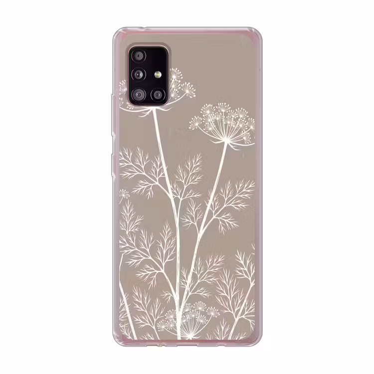 Grafisch - Fluitenkruid - Taupe Telefoonhoesje Samsung Galaxy A51 5G klein -3d