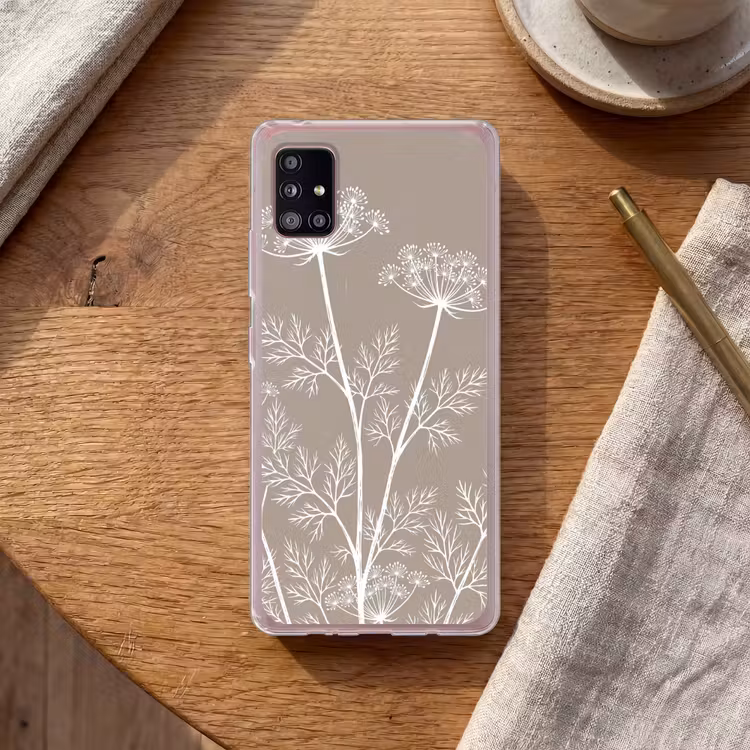 Grafisch - Fluitenkruid - Taupe Telefoonhoesje Samsung Galaxy A51 5G klein -sfeer1