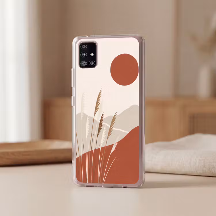 Gras - Landschap - Natuur - Abstract - Beige Telefoonhoesje Samsung Galaxy A51 5G klein -sfeer2