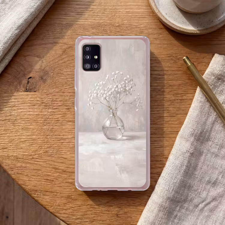 Gipskruid - Vaas - Wit Telefoonhoesje Samsung Galaxy A51 5G klein -sfeer1