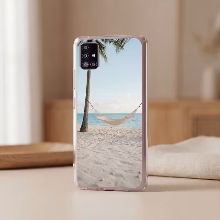 Hangmat - Strand - Wit Telefoonhoesje Samsung Galaxy A51 5G klein -sfeer2
