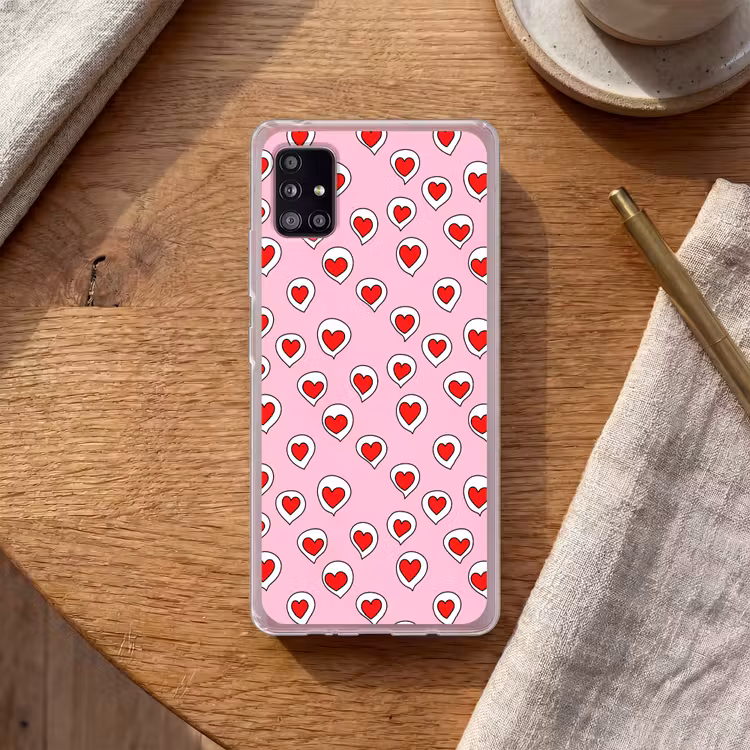 Hartjes - Patroon - Rood Telefoonhoesje Samsung Galaxy A51 5G klein 373 -sfeer1