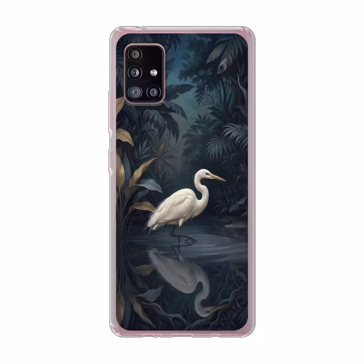 Reiger - Water - Natuur - Modern - Wit Telefoonhoesje Samsung Galaxy A51 5G klein -3d