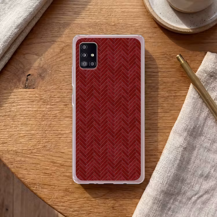 Visgraat - Wandtegel - Bordeaux - Rood Telefoonhoesje Samsung Galaxy A51 5G klein 373 -sfeer1