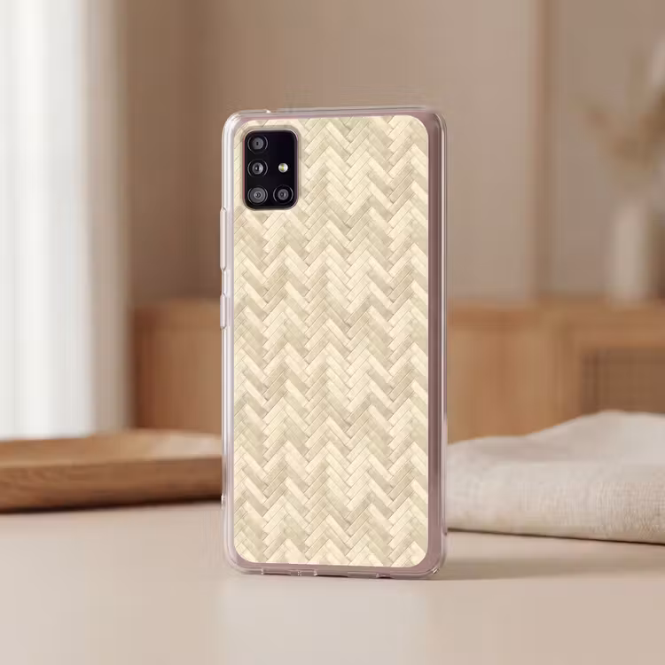 Visgraat - Wandtegel - Licht Beige Telefoonhoesje Samsung Galaxy A51 5G klein 373 -sfeer2