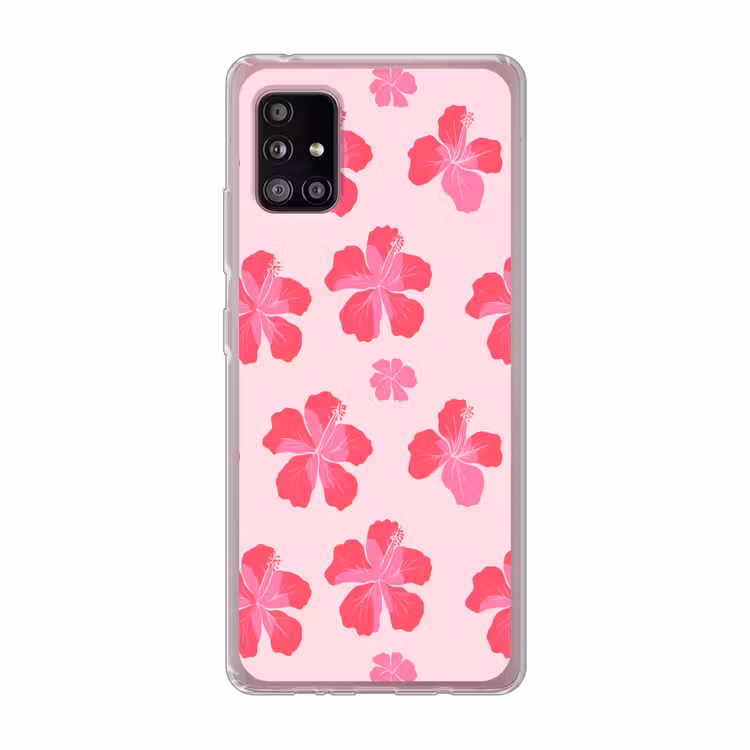 Hibiscus - Bloemen - Roze Telefoonhoesje Samsung Galaxy A51 5G klein 373 -3d