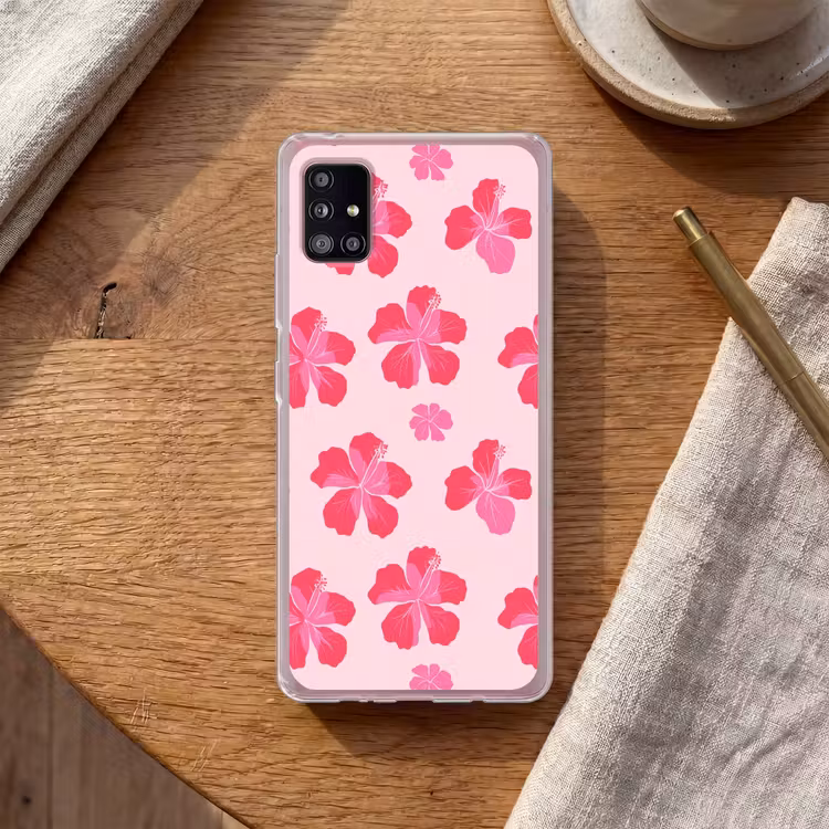 Hibiscus - Bloemen - Roze Telefoonhoesje Samsung Galaxy A51 5G klein 373 -sfeer1