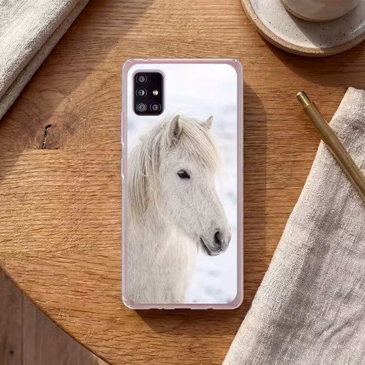 Paard - Kop - Winter - Dieren - Wit Telefoonhoesje Samsung Galaxy A51 5G klein -sfeer1