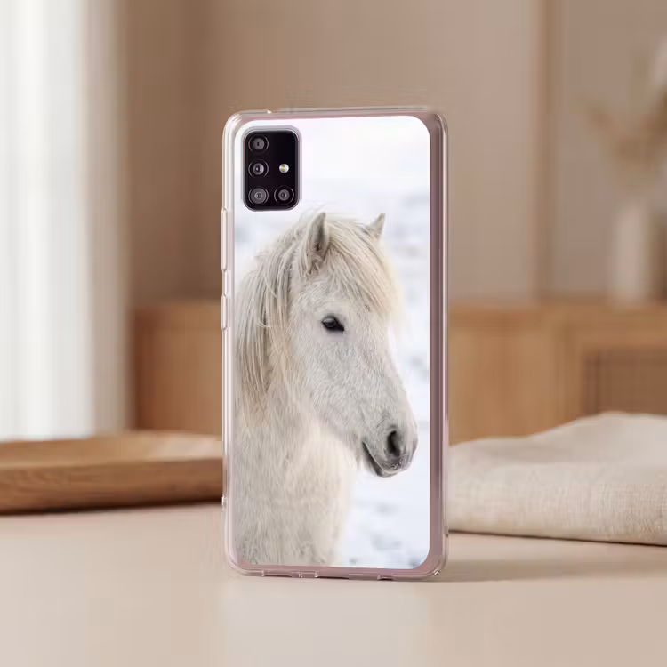 Paard - Kop - Winter - Dieren - Wit Telefoonhoesje Samsung Galaxy A51 5G klein -sfeer2