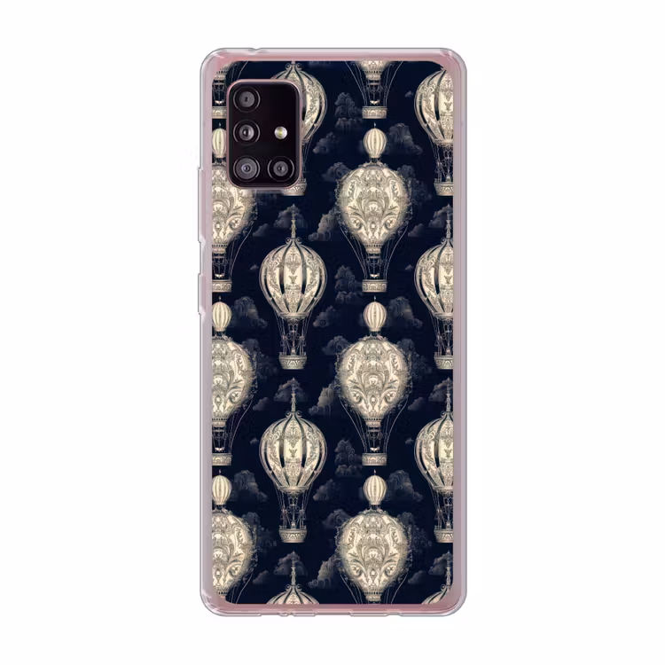 Luchtballonnen - Wolken - Patroon - Donkerblauw Telefoonhoesje Samsung Galaxy A51 5G klein 373 -3d