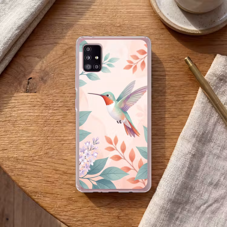Kolibrie - Vliegen - Natuur - Illustratie - Kleurrijk Telefoonhoesje Samsung Galaxy A51 5G klein -sfeer1