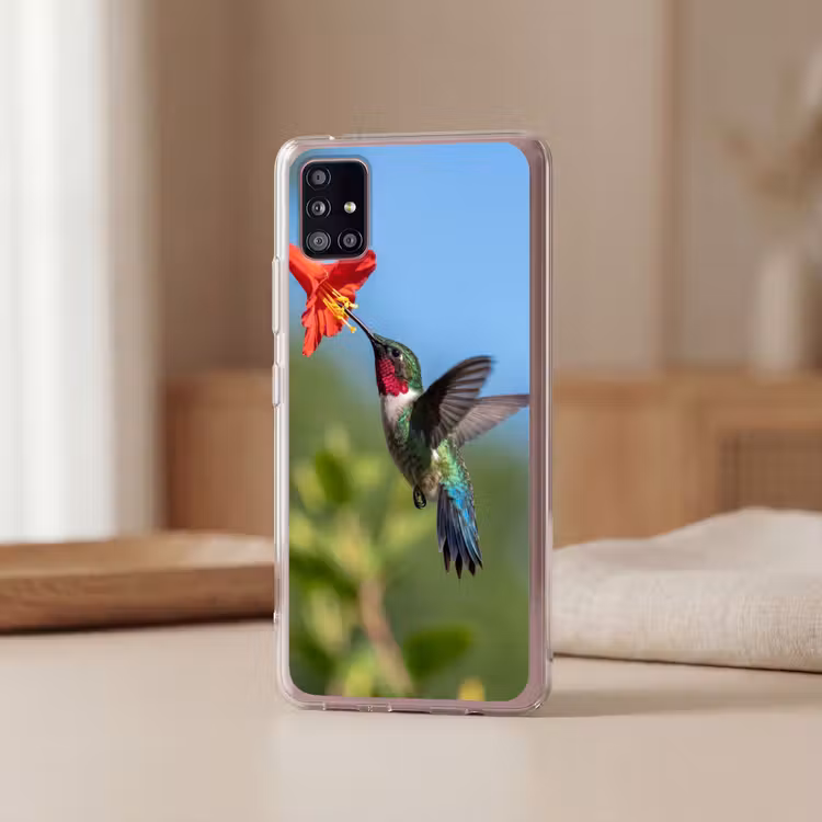 Kolibrie - Bloem - Natuur - Groen Telefoonhoesje Samsung Galaxy A51 5G klein -sfeer2