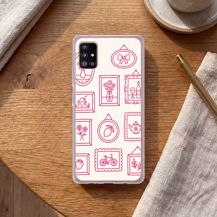 Illustratie - Collectie - Kunst - Minimalistisch - Roze Telefoonhoesje Samsung Galaxy A51 5G klein -sfeer1