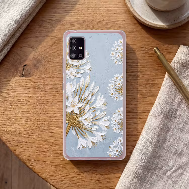 Illustratie - Bloemen - Blauw Telefoonhoesje Samsung Galaxy A51 5G klein -sfeer1