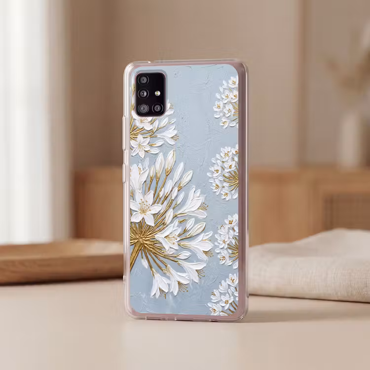 Illustratie - Bloemen - Blauw Telefoonhoesje Samsung Galaxy A51 5G klein -sfeer2