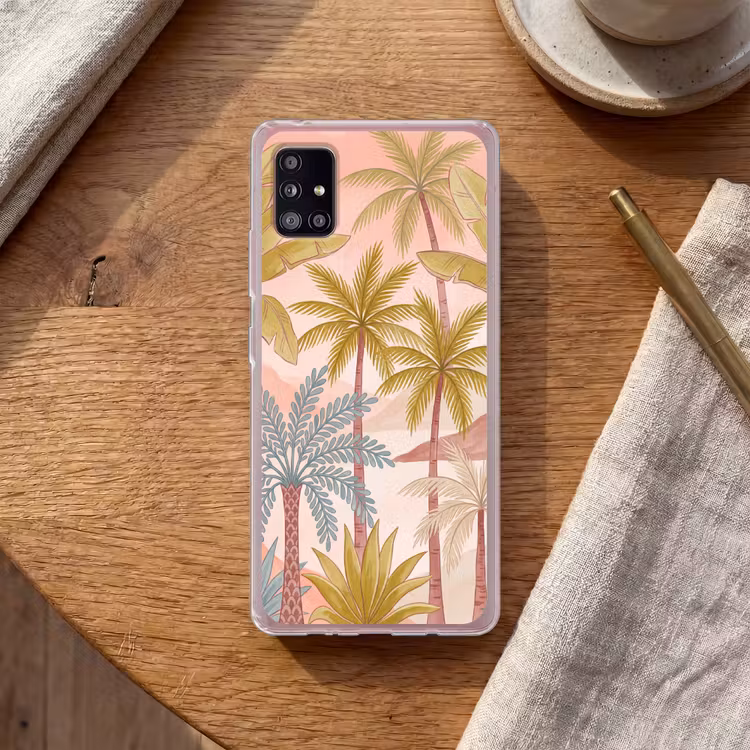 Illustratie - Palmbomen - Kleurrijk Telefoonhoesje Samsung Galaxy A51 5G klein -sfeer1