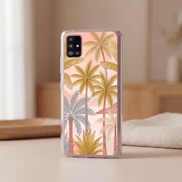 Illustratie - Palmbomen - Kleurrijk Telefoonhoesje Samsung Galaxy A51 5G klein -sfeer2