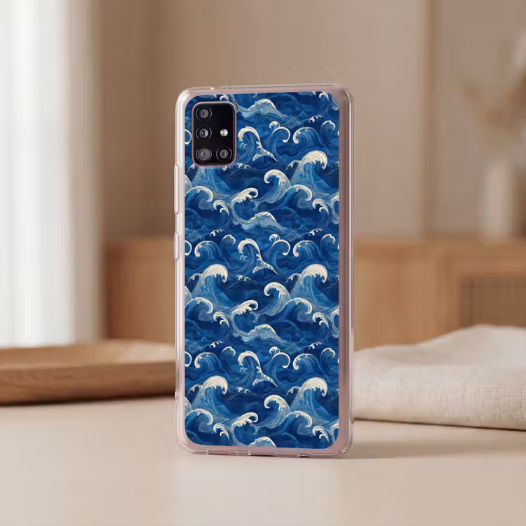 Japans - Oceaan - Golven - Blauw Telefoonhoesje Samsung Galaxy A51 5G klein 373 -sfeer2