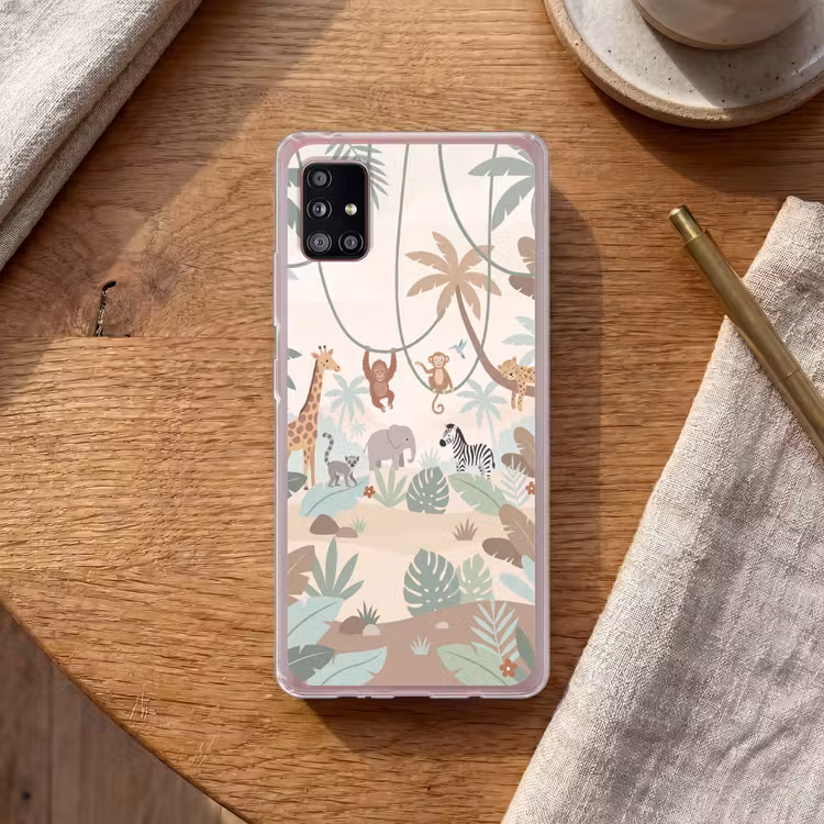 Jungle - Dieren - Groen Telefoonhoesje Samsung Galaxy A51 5G klein -sfeer1