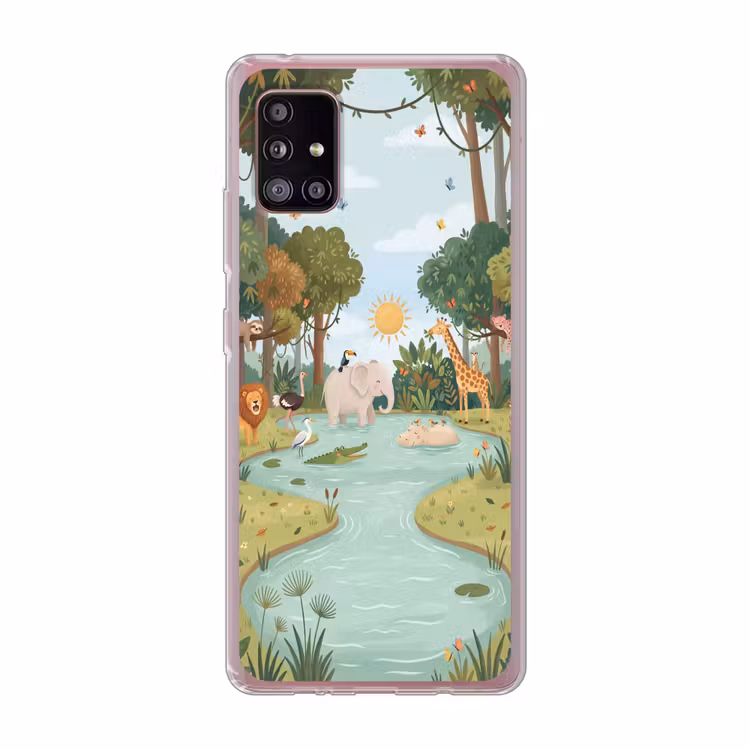 Jungle - Oase - Dieren - Kleurrijk Telefoonhoesje Samsung Galaxy A51 5G klein -3d
