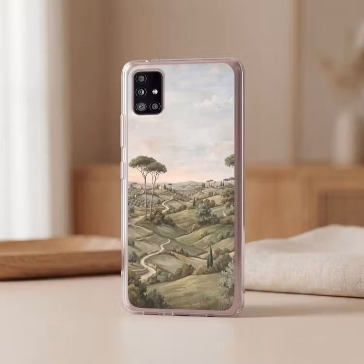 Landschap - Heuvels - Zandpad - Groen Telefoonhoesje Samsung Galaxy A51 5G klein -sfeer2