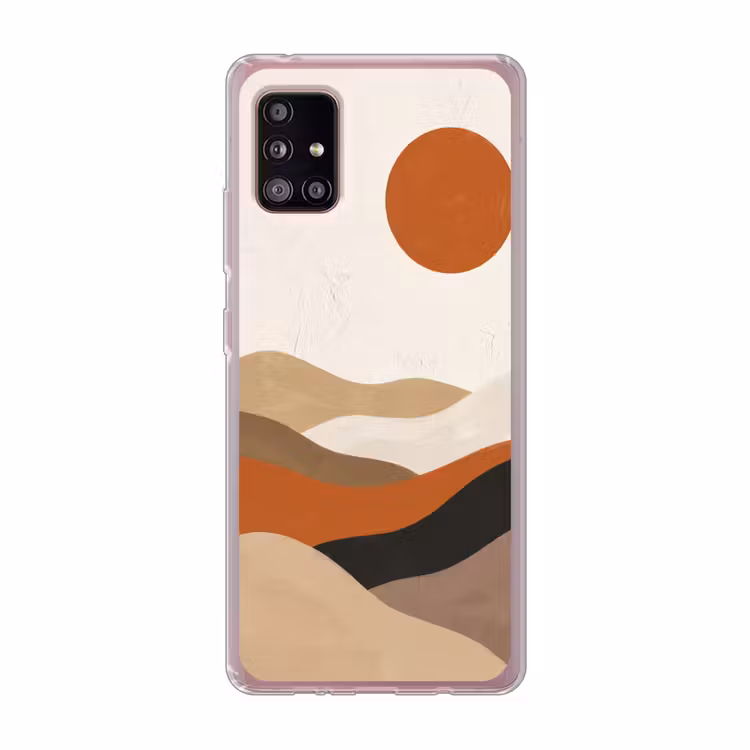 Landschap - Heuvels - Zon - Abstract - Oranje Telefoonhoesje Samsung Galaxy A51 5G klein -3d