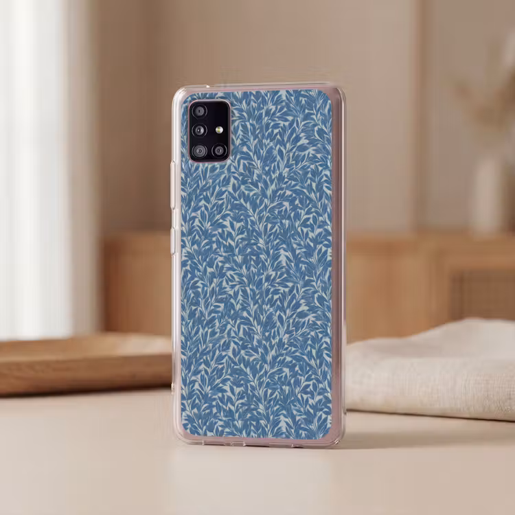 Bladeren - Klassiek - Patroon - Donkerblauw - Vintage Telefoonhoesje Samsung Galaxy A51 5G klein 373 -sfeer2