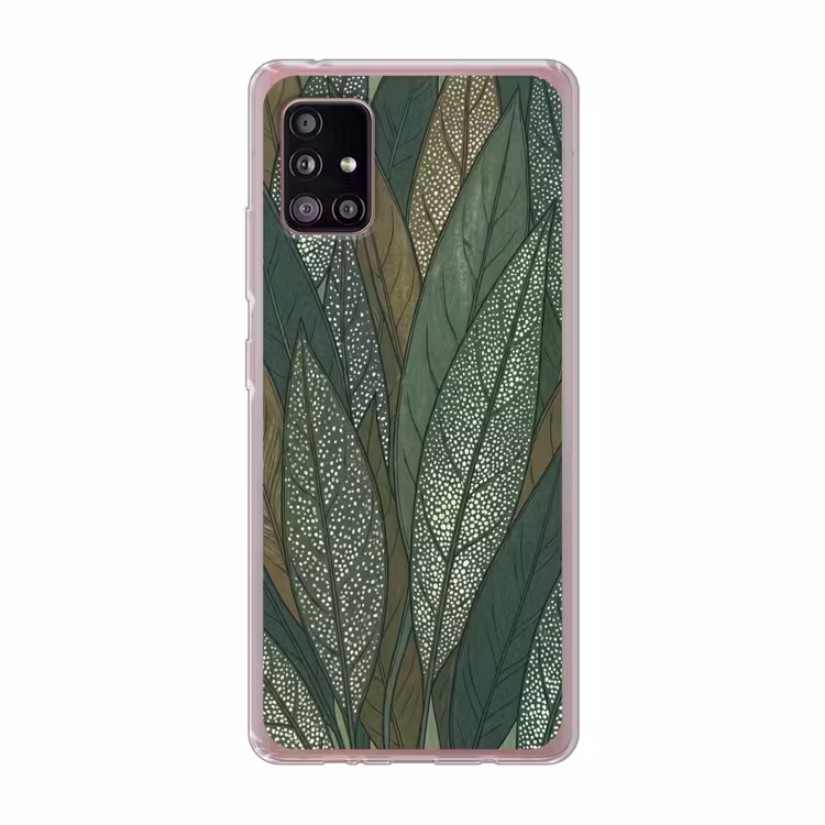Bladeren - Patroon - Gestippeld - Natuur - Groen Telefoonhoesje Samsung Galaxy A51 5G klein -3d