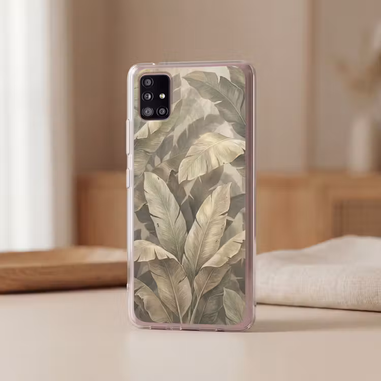 Bladeren - Tropisch - Natuur - Modern - Beige Telefoonhoesje Samsung Galaxy A51 5G klein -sfeer2