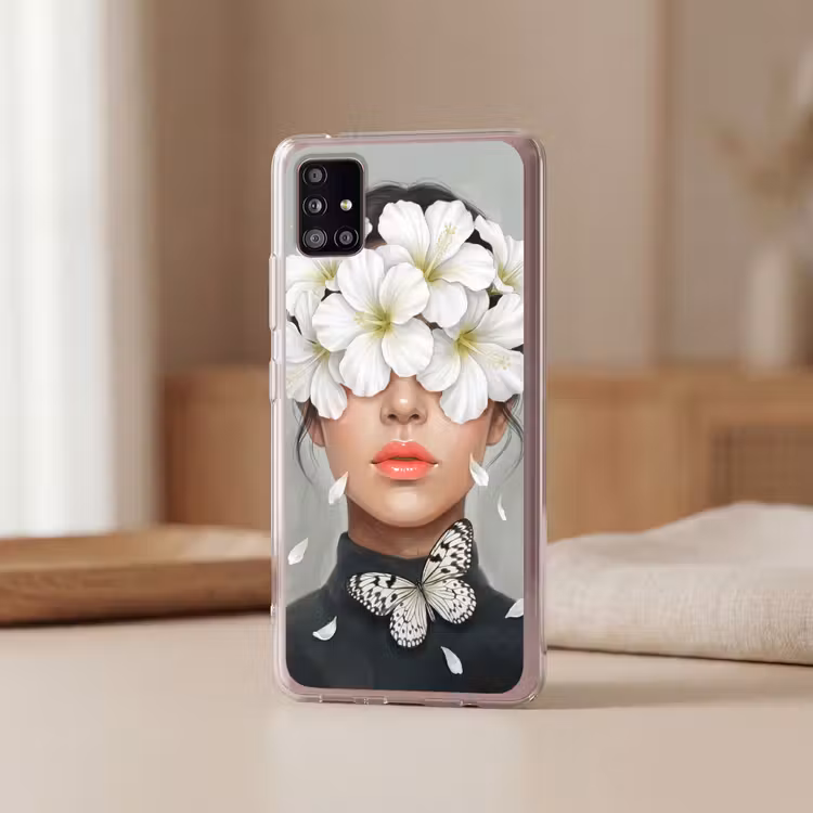Lelies - Portret - Wit Telefoonhoesje Samsung Galaxy A51 5G klein -sfeer2