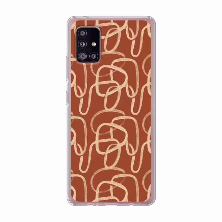Lijnen - Abstract - Organisch - Terracotta - Crème Telefoonhoesje Samsung Galaxy A51 5G klein 373 -3d