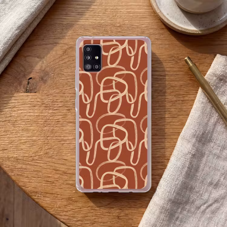 Lijnen - Abstract - Organisch - Terracotta - Crème Telefoonhoesje Samsung Galaxy A51 5G klein 373 -sfeer1
