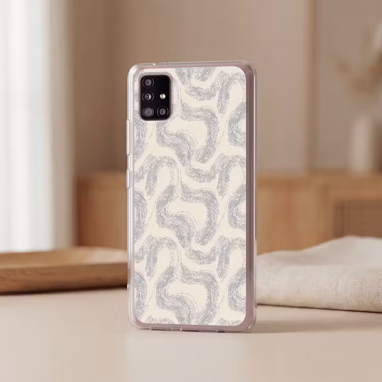 Lijnen - Patroon - Beige - Minimalistisch Telefoonhoesje Samsung Galaxy A51 5G klein 373 -sfeer2